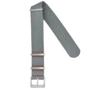 Eco-Friendly  Nylon Military Watch Strap -  Grey - Orange Stitches