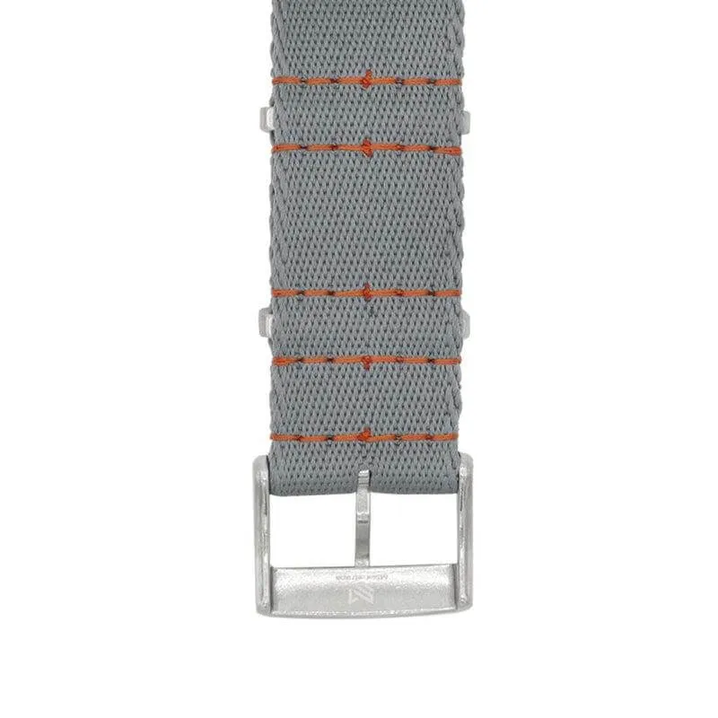 Eco-Friendly  Nylon Military Watch Strap -  Grey - Orange Stitches