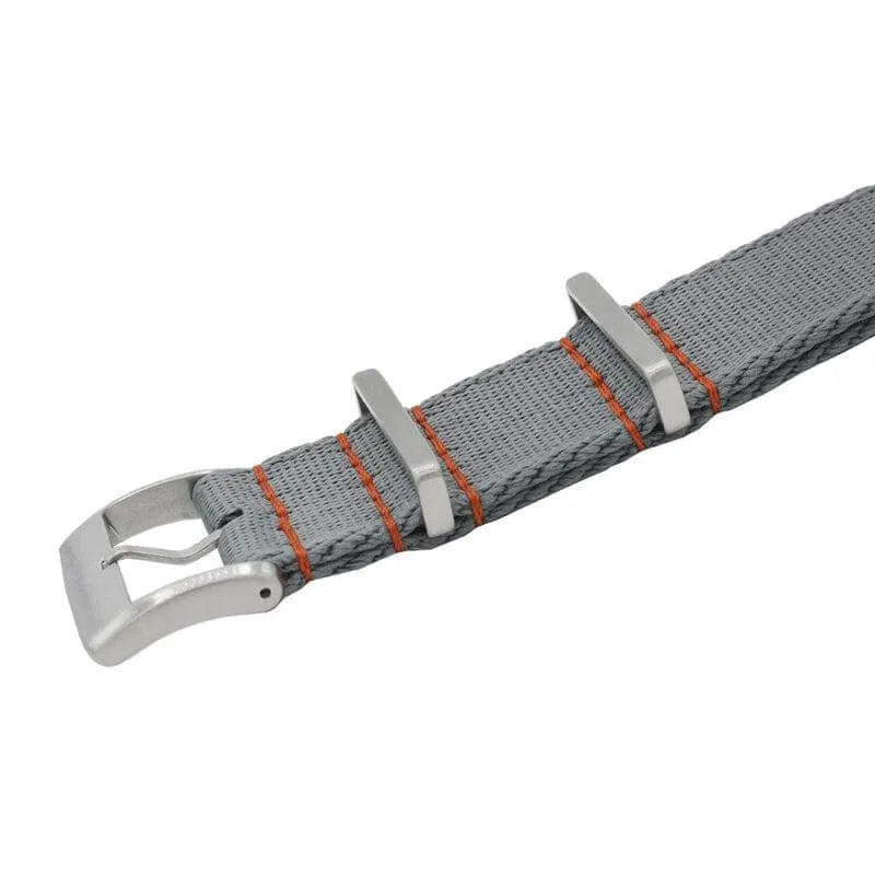 Eco-Friendly  Nylon Military Watch Strap -  Grey - Orange Stitches