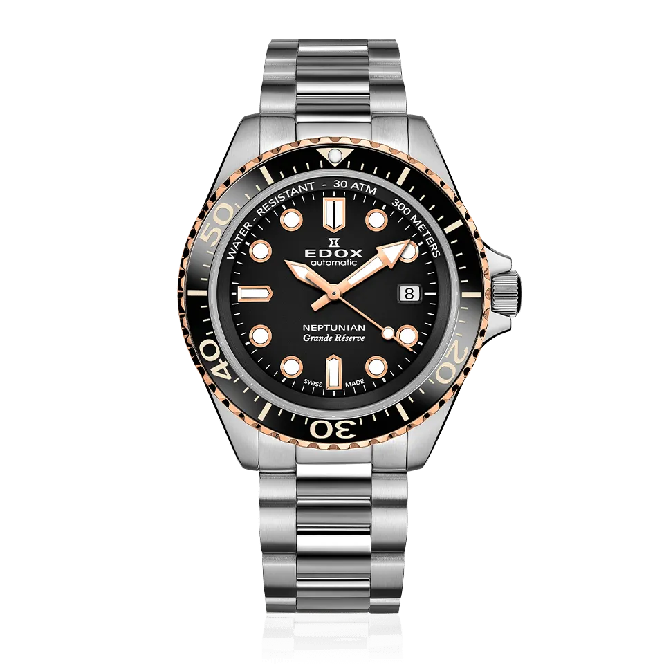 EDOX SWISS MADE 80801-3NRM-NIR NEPTUNIAN GRANDE RÉSERVE DATE AUTOMATIC