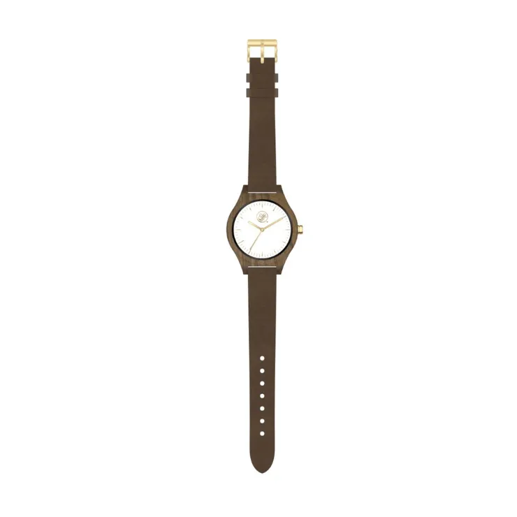 EKO & CO.™ Wood and Leather Goldtone Watch