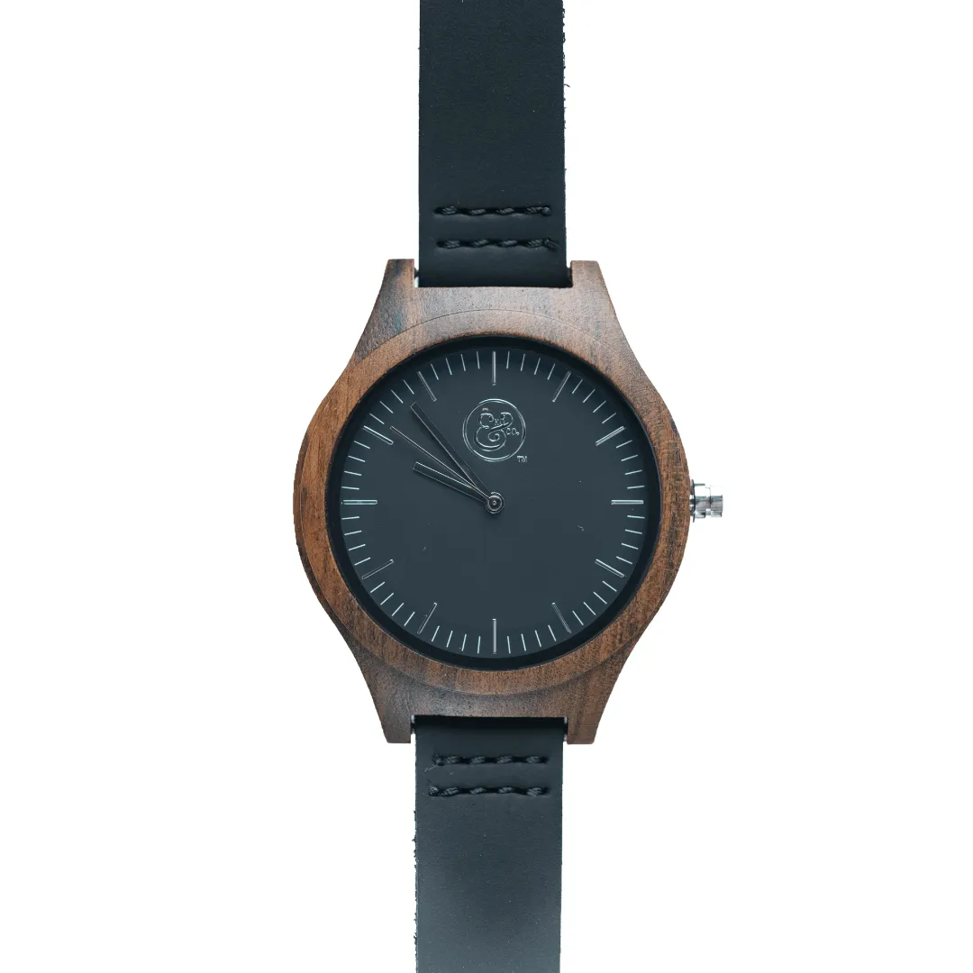 EKO & CO.™ Wood and Leather Silvertone Watch