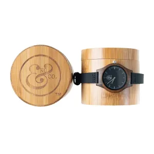 EKO & CO.™ Wood and Leather Silvertone Watch