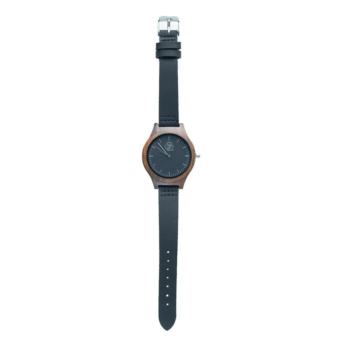 EKO & CO.™ Wood and Leather Silvertone Watch