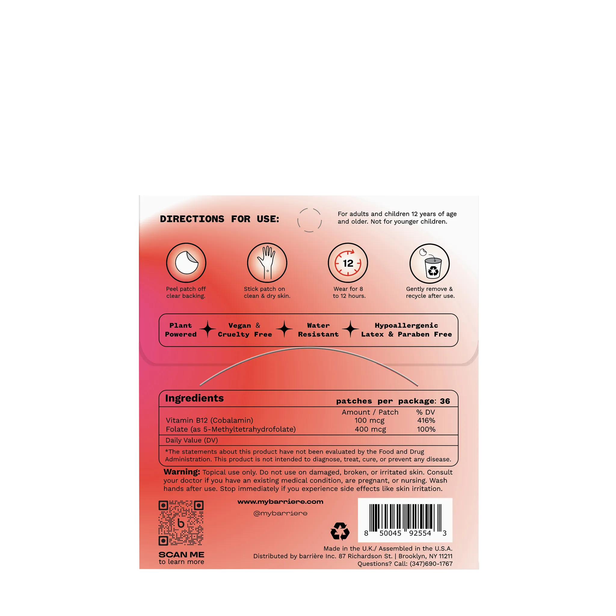 ENERGY BOOST Vitamin B12 Patch 36pk - Mini Menagerie