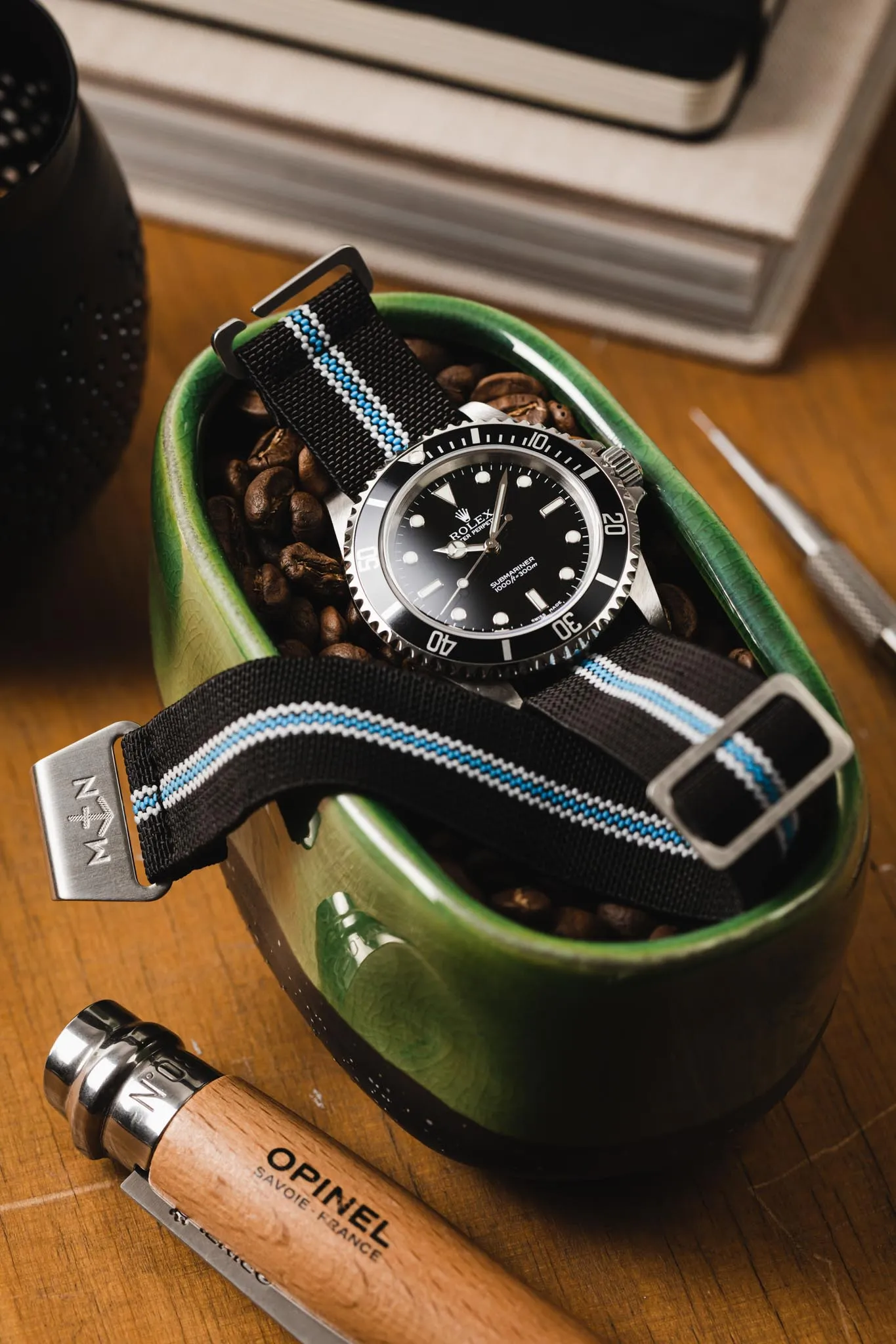 Erika's Originals CORSA MN™ Strap with TURQUOISE Centerline - BRUSHED Hardware