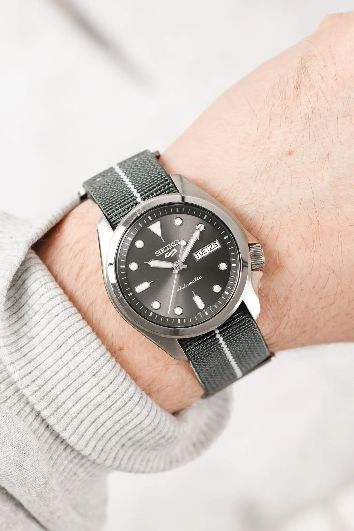 Erika's Originals MIRAGE MN™ Strap with WHITE Centerline - BRUSHED Hardware
