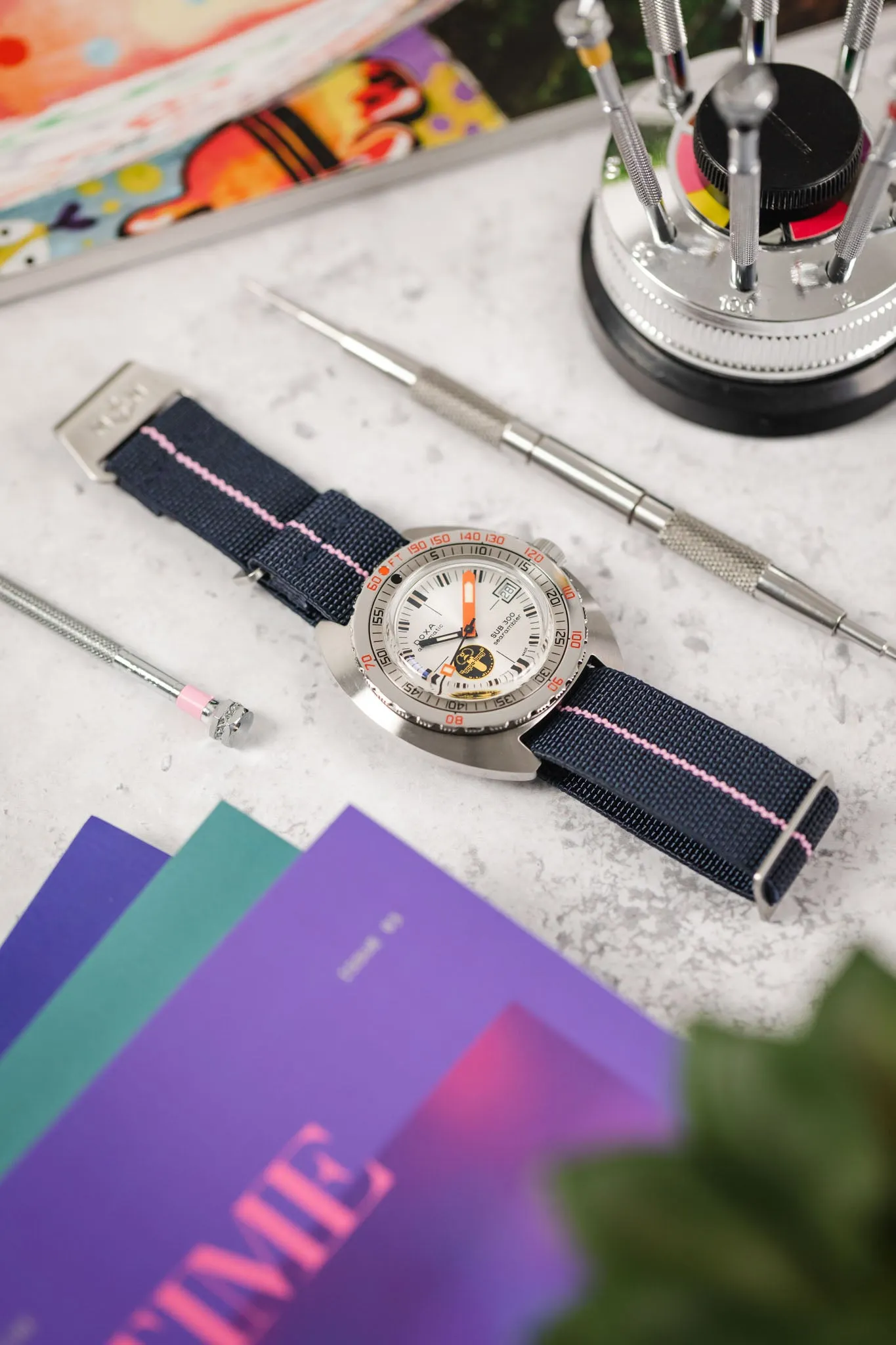 Erika's Originals TRIDENT MN™ Strap with PINK Centerline - BRUSHED Hardware