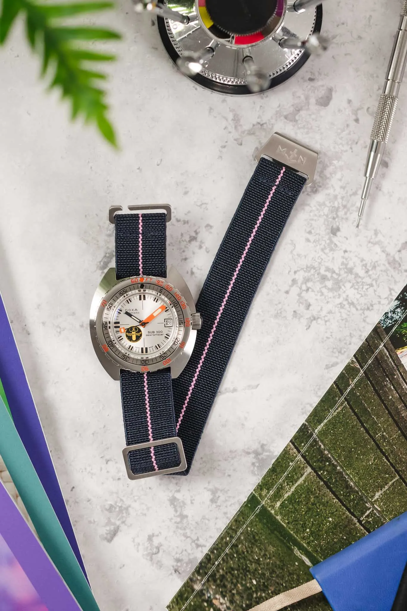 Erika's Originals TRIDENT MN™ Strap with PINK Centerline - BRUSHED Hardware
