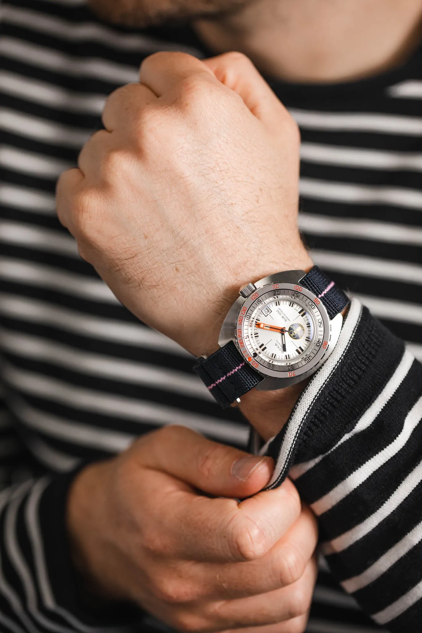 Erika's Originals TRIDENT MN™ Strap with PINK Centerline - BRUSHED Hardware