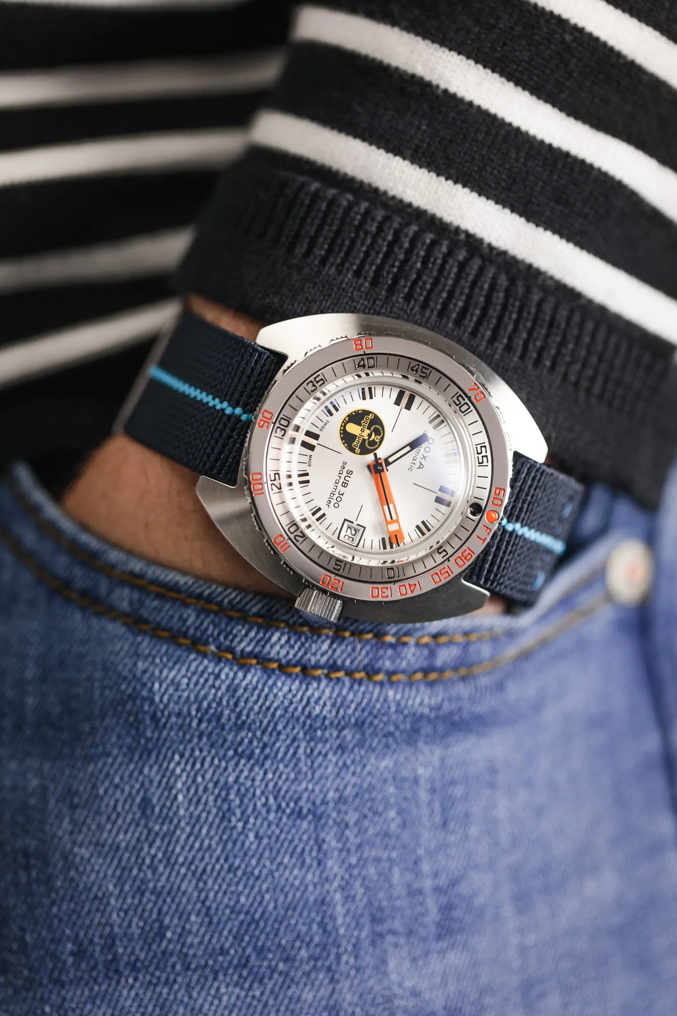 Erika's Originals TRIDENT MN™ Strap with TURQUOISE Centerline - BRUSHED Hardware