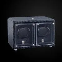 Evo Double Module Unit with Frames Watch Winder Woven Carbon Fiber Texture