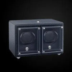 Evo Double Module Unit with Frames Watch Winder Woven Carbon Fiber Texture