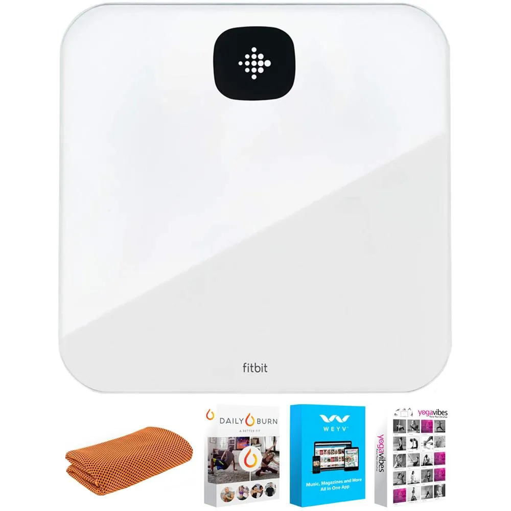 Fitbit Aria Air Bluetooth Digital Body Weight & BMI Smart Scale w/ Fitness Bundle
