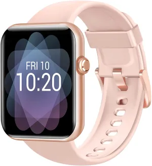 Fitniv Smart Watch, 1.55 Inch Touch Screen Smartwatch for Android and iOS Phones, Fitness Tracker with Heart Rate & SpO2 & Sleep Monitor, 5ATM Waterproof Pedometer Watch for Women Men, Pink