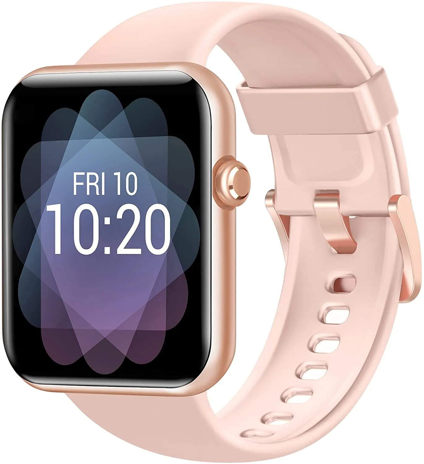 Fitniv Smart Watch, 1.55 Inch Touch Screen Smartwatch for Android and iOS Phones, Fitness Tracker with Heart Rate & SpO2 & Sleep Monitor, 5ATM Waterproof Pedometer Watch for Women Men, Pink
