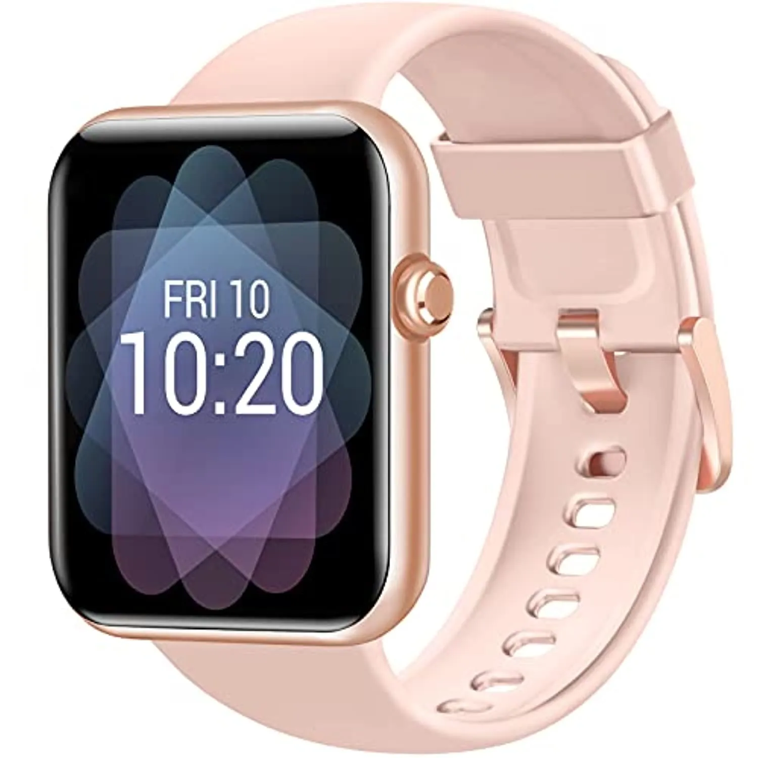 Fitniv Smart Watch, 1.55 Inch Touch Screen Smartwatch for Android and iOS Phones, Fitness Tracker with Heart Rate & SpO2 & Sleep Monitor, 5ATM Waterproof Pedometer Watch for Women Men, Pink