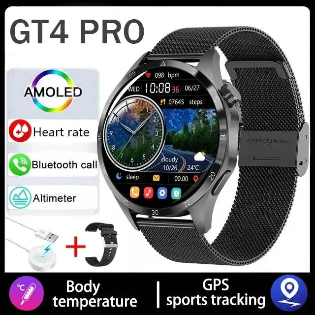 For Huawei GT4 Smart Watch Men 2024 New Watch 4 Pro AMOLED HD Screen Bluetooth Call NFC Health Monitoring GPS Tracker Smartwatch