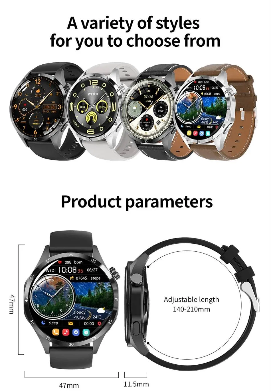 For Huawei GT4 Smart Watch Men 2024 New Watch 4 Pro AMOLED HD Screen Bluetooth Call NFC Health Monitoring GPS Tracker Smartwatch
