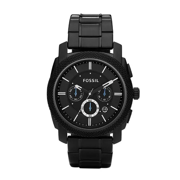 Fossil Machine Black Stainless Steel Black Dial Chronograph Quartz Watch for Gents - FS4552