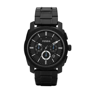 Fossil Machine Black Stainless Steel Black Dial Chronograph Quartz Watch for Gents - FS4552