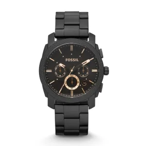 Fossil Machine Mid-Size Chronograph Black Stainless Steel Men's Watch
