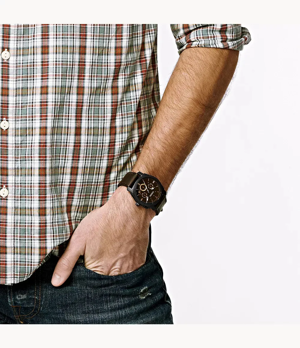 Fossil Machine Mid-Size Chronograph Brown Leather 42mm Mens Watch