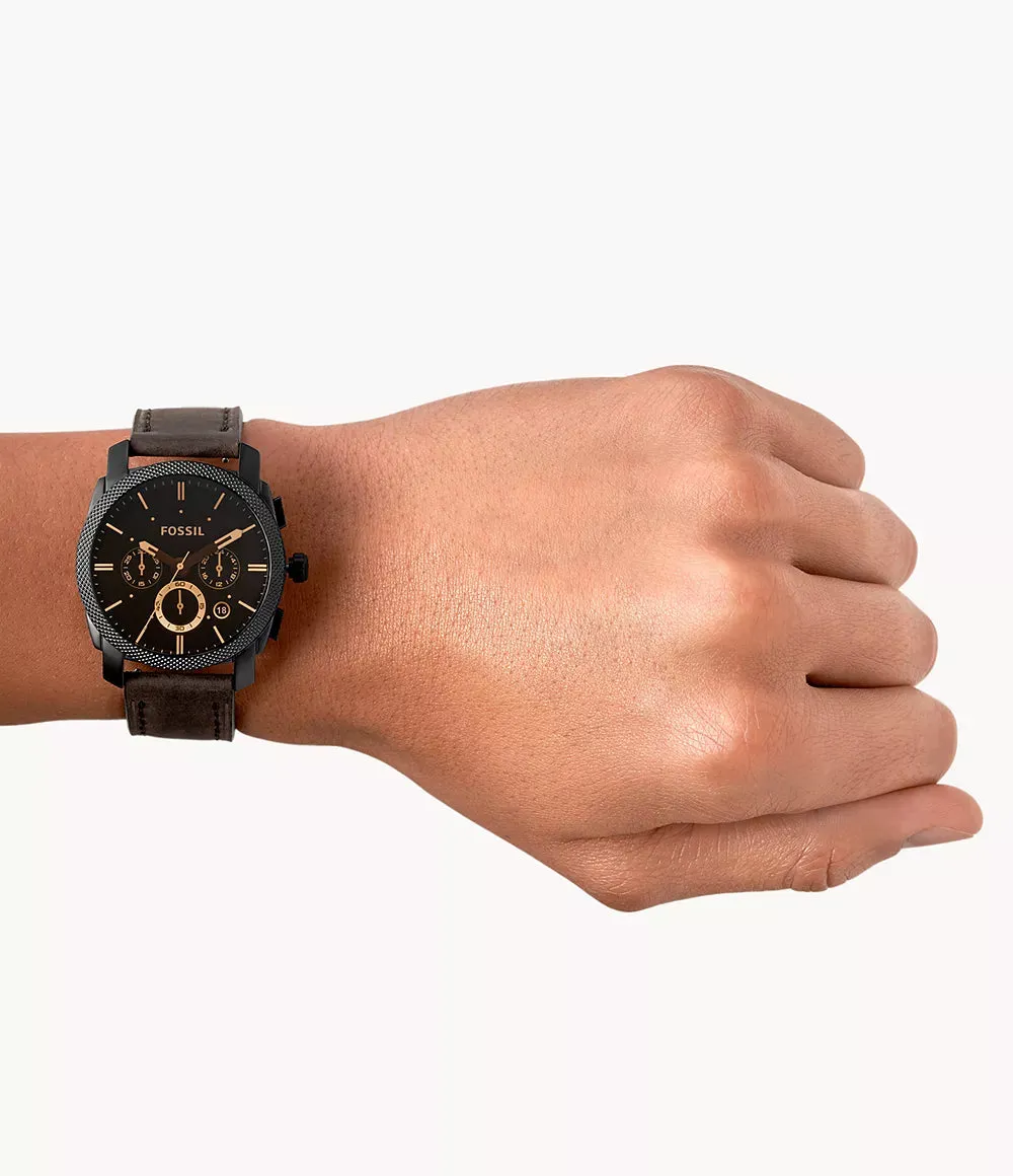 Fossil Machine Mid-Size Chronograph Brown Leather 42mm Mens Watch