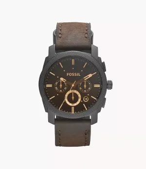 Fossil Machine Mid-Size Chronograph Brown Leather 42mm Mens Watch