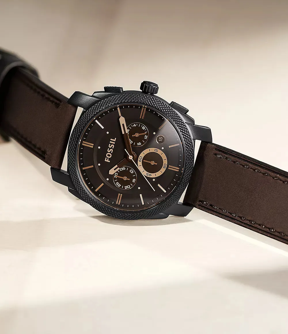 Fossil Machine Mid-Size Chronograph Brown Leather 42mm Mens Watch