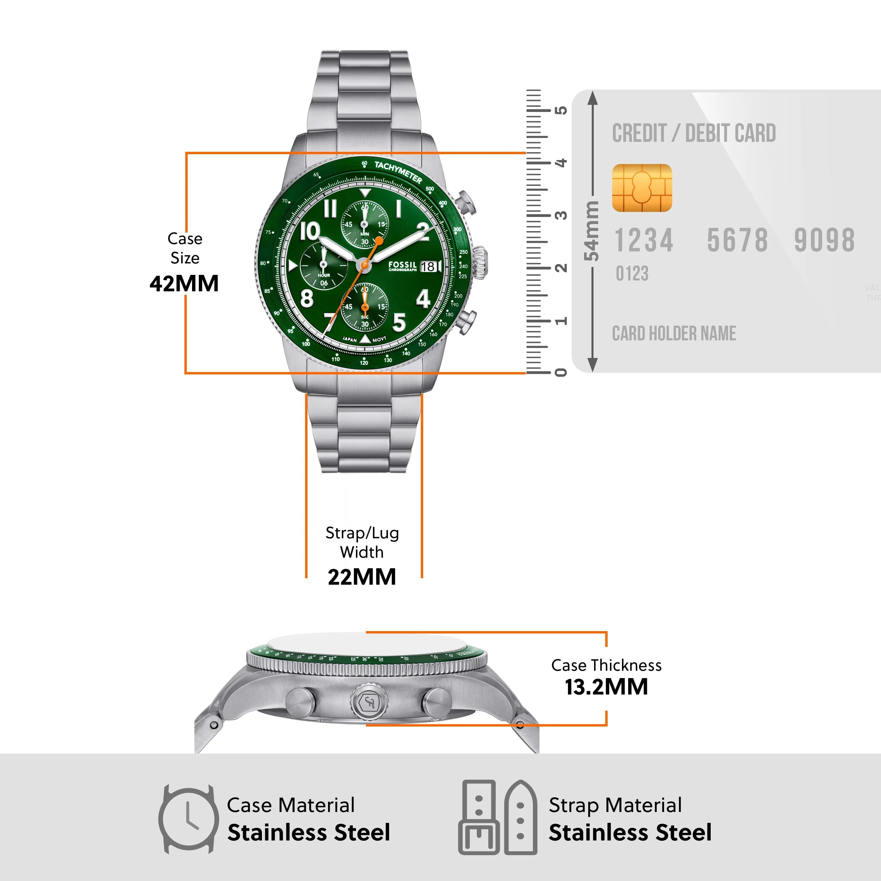 Fossil Sport Tourer Chronograph Stainless Steel Watch FS6048