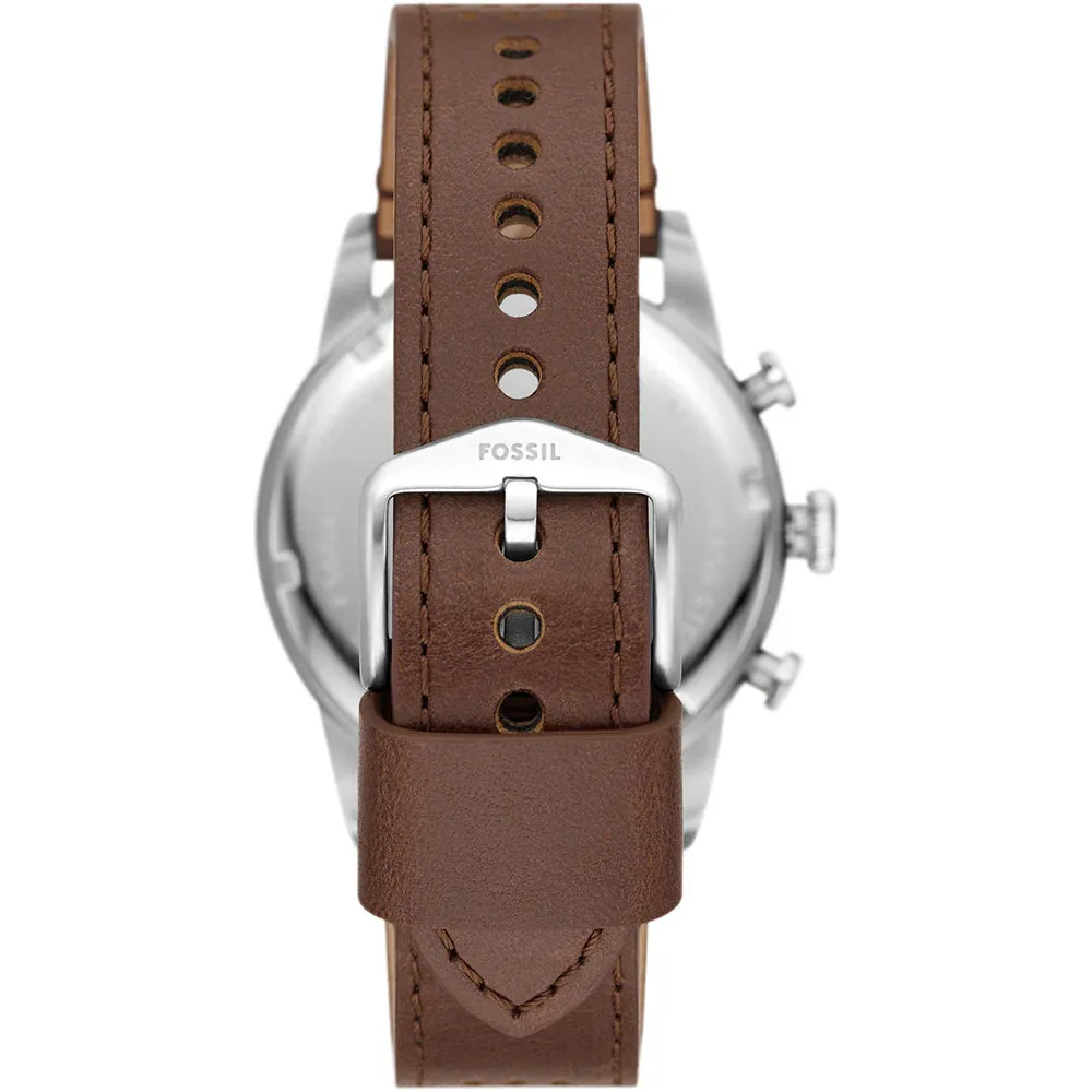 Fossil Sport Tourer Gents Cream Dial Brown Leather Strap Chronograph Watch