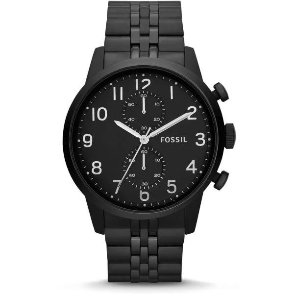 Fossil Townsman Black Stainless Steel Black Dial Chronograph Quartz Watch for Gents - FS4877