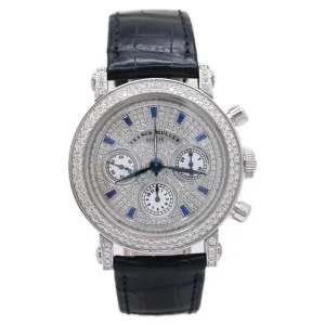 Franck Muller Mens Chronograph White Gold 39mm Pave Diamond Chronograph Dial
