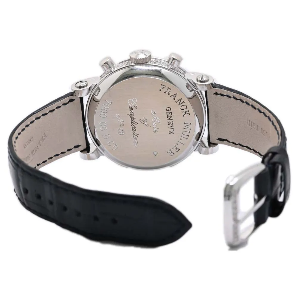 Franck Muller Mens Chronograph White Gold 39mm Pave Diamond Chronograph Dial