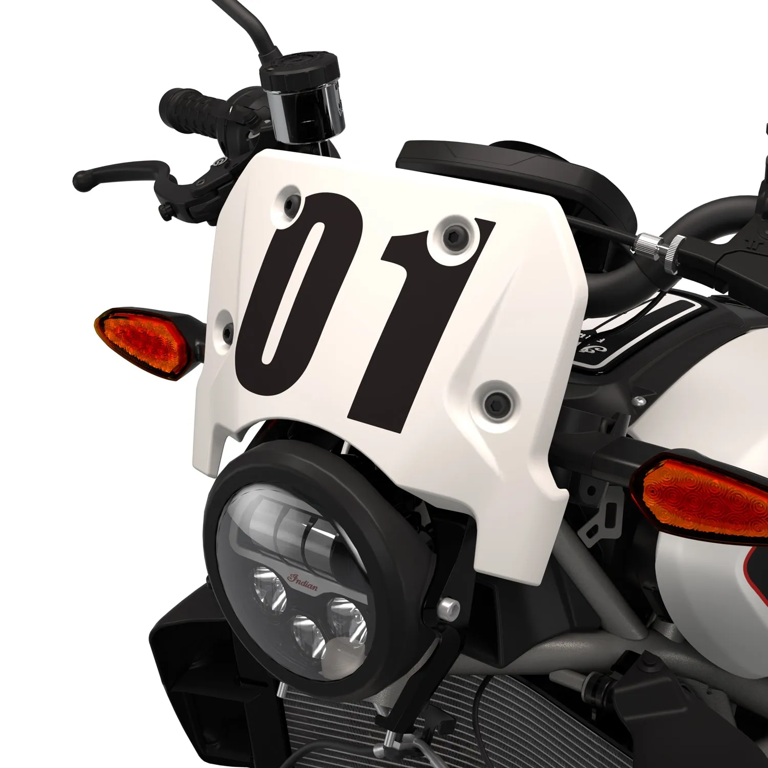FTR Front Number Plate - White, White Lightning