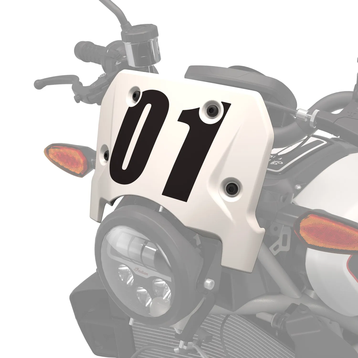 FTR Front Number Plate - White, White Lightning