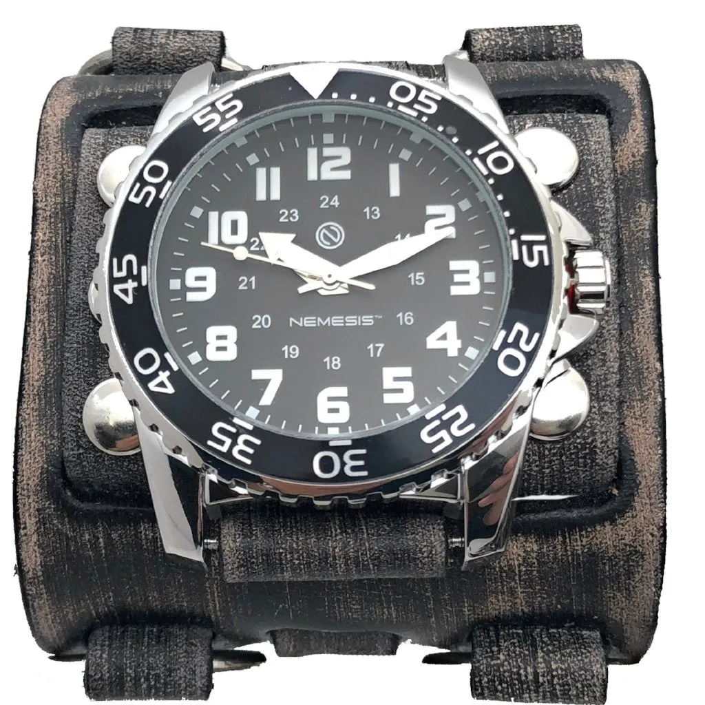 FWB257K Nemesis night super glow index 3 strips vintage leather cuff men’s watch