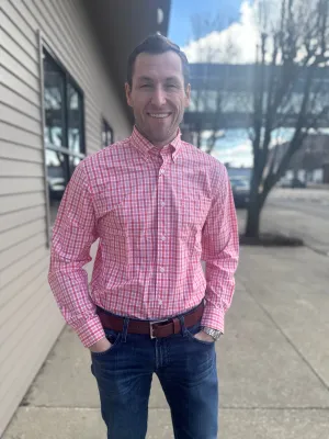 FX Fusion Multi Gingham Coral Button Down
