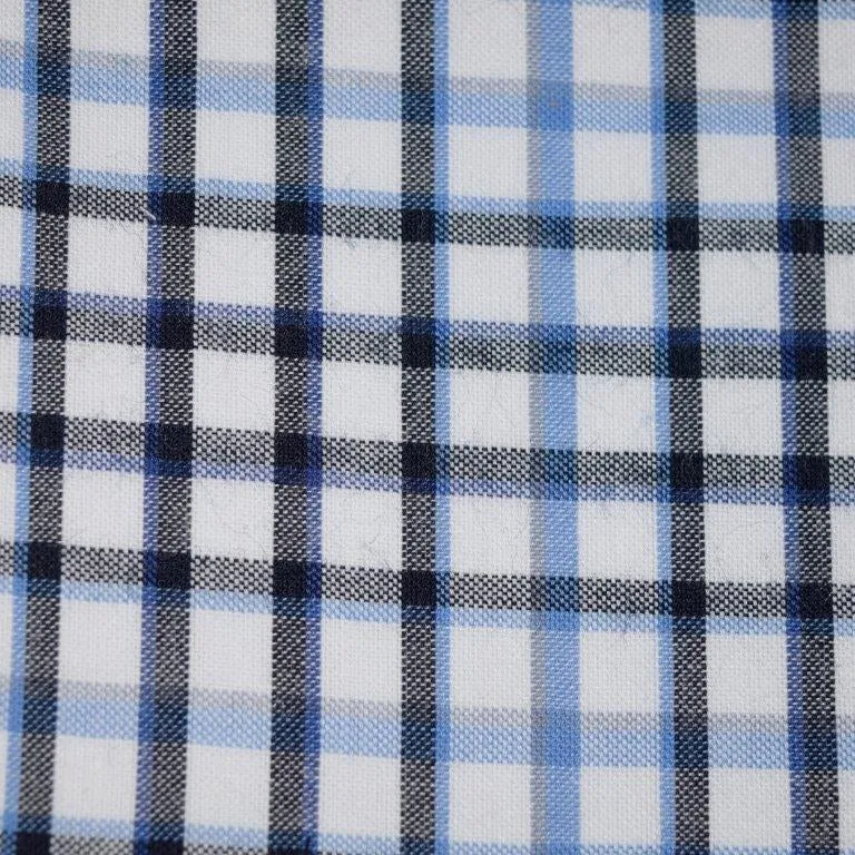 FX Fusion Navy/White/Blue Multi Check Short Sleeve Sport Shirt - D2026