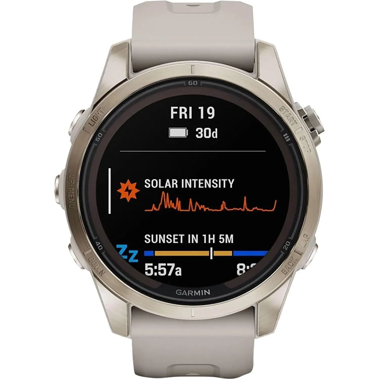 Garmin fenix 7S Pro Solar, Sapphire, Soft Gold Steel, Light Sand   2 Year Warranty Pack