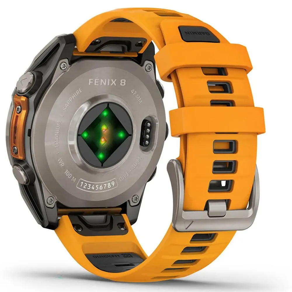 Garmin Fenix 8 47 mm AMOLED Sapphire Titanium with Orange Band   Towel & Light