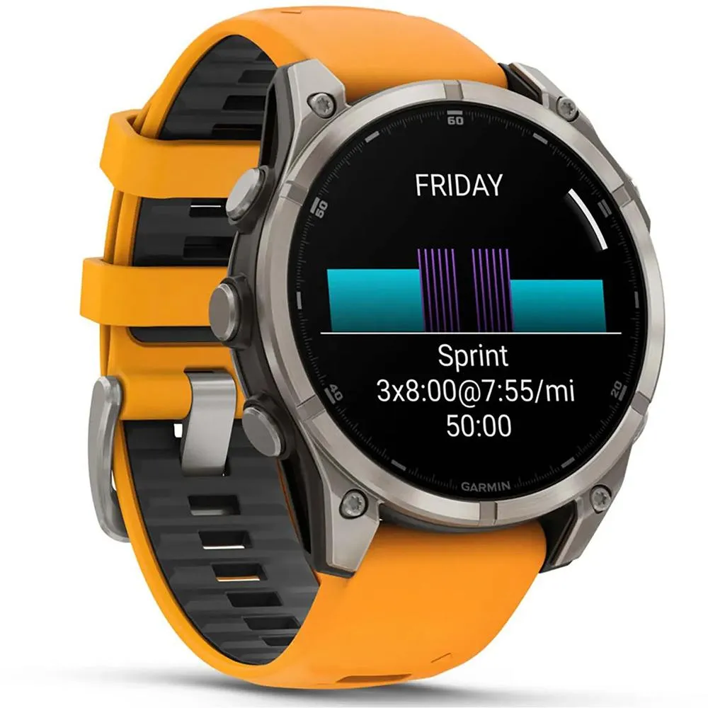 Garmin Fenix 8 47 mm AMOLED Sapphire Titanium with Orange Band   Towel & Light