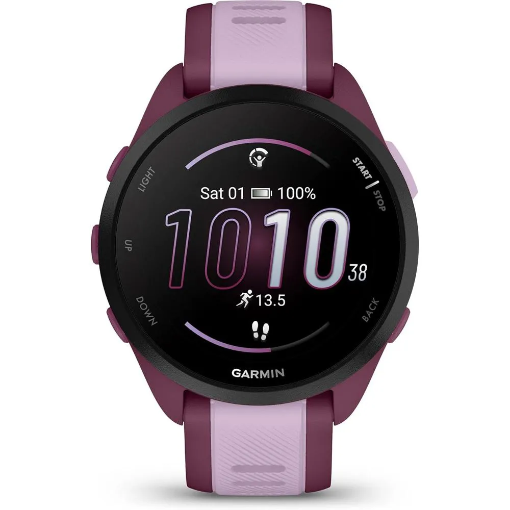 Garmin Forerunner 165 Music Smart Sport Watch, Berry   Lilac w/ Fitness Bundle