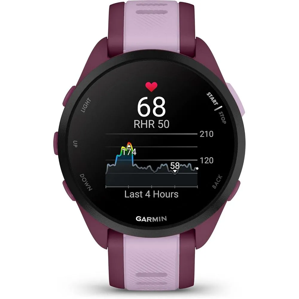 Garmin Forerunner 165 Music Smart Sport Watch, Berry   Lilac w/ Fitness Bundle