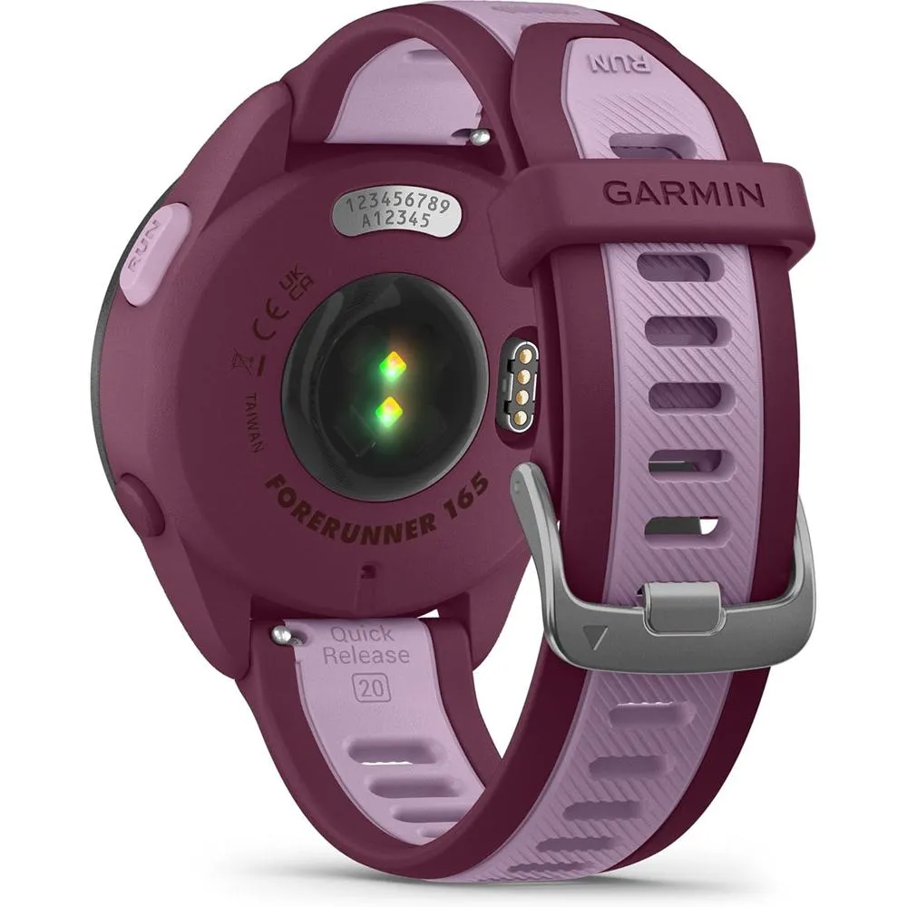 Garmin Forerunner 165 Music Smart Sport Watch, Berry   Lilac w/ Fitness Bundle