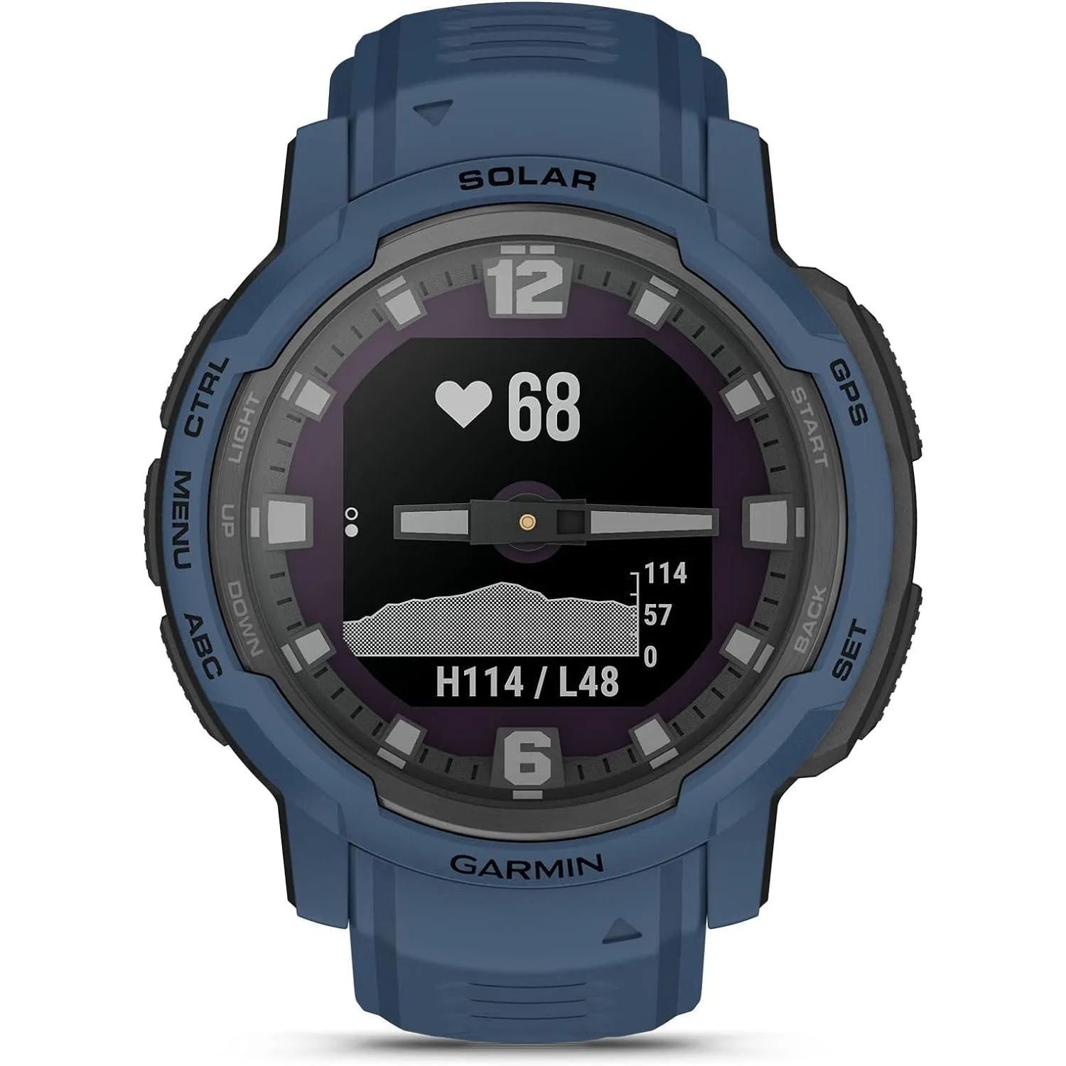 Garmin Instinct Crossover Solar Rugged Hybrid Smartwatch w/ Solar Charging - Tidal Blue