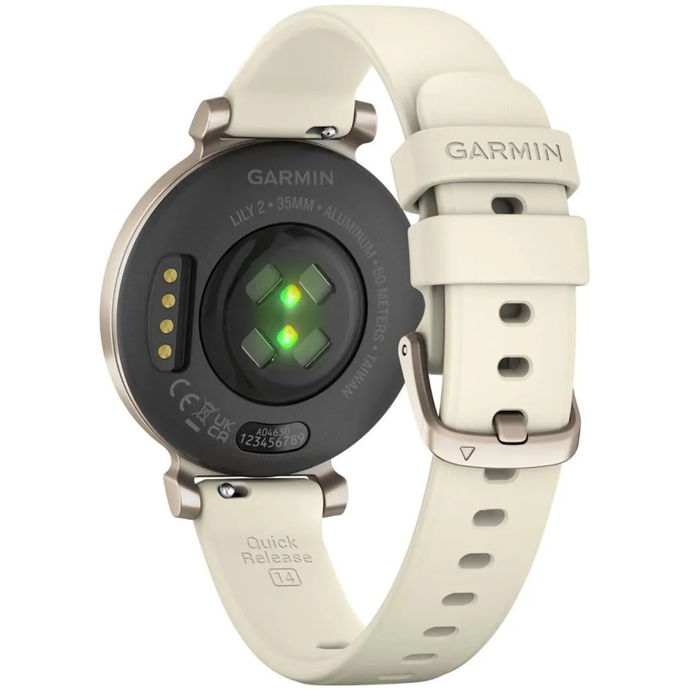 Garmin Lily 2 Smartwatch Cream Gold with Coconut Silicone Band   2 Year Warranty