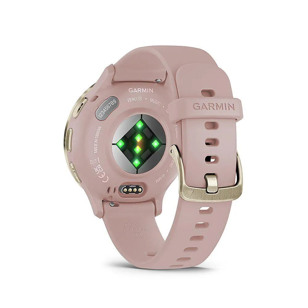 Garmin Venu 3S GPS Smartwatch Gold Steel Bezel w/ Dust Rose Case   Accessories Kit