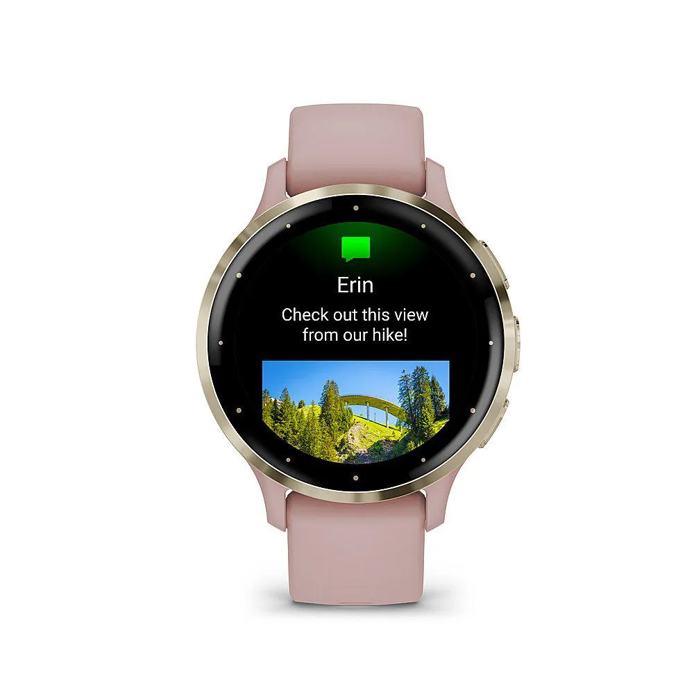 Garmin Venu 3S GPS Smartwatch Gold Steel Bezel w/ Dust Rose Case   Accessories Kit